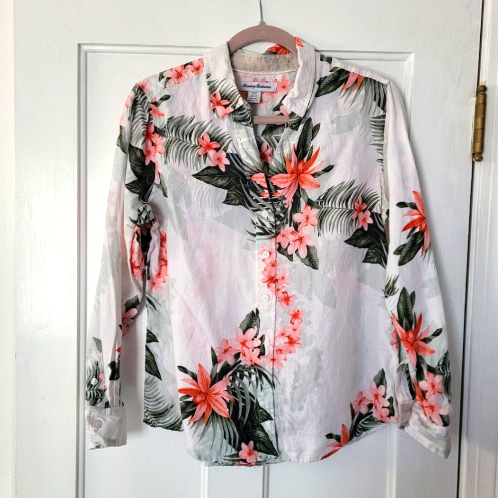 Tommy Bahama printed  Linen blouse